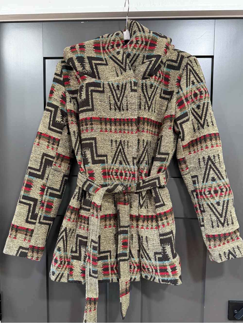 Mossimo Supply Co. Hooded Aztec Belted Coat